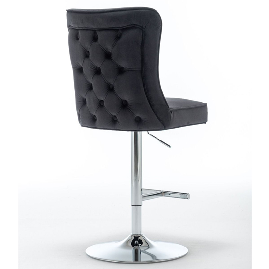 Belkon Black Velvet Upholstered Gas-Lift Bar Chairs In Pair_4