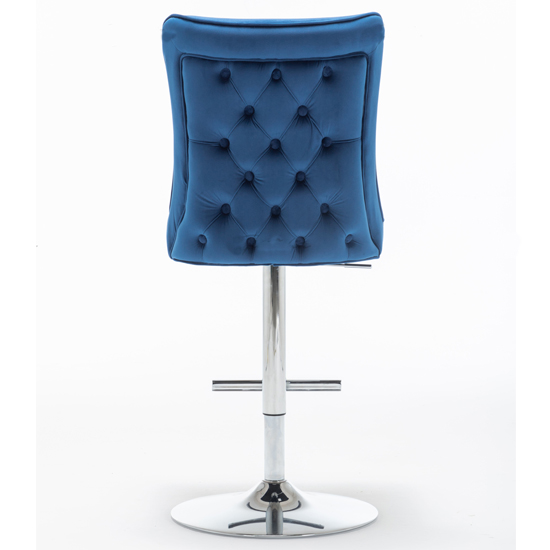 Belkon Blue Velvet Upholstered Gas-Lift Bar Chairs In Pair_3
