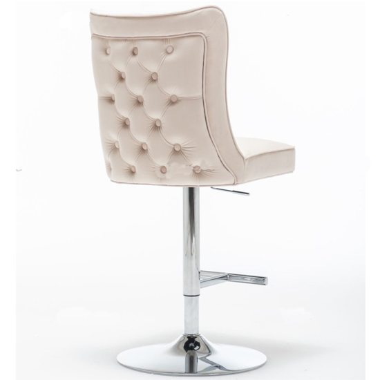 Belkon Cream Velvet Upholstered Gas-Lift Bar Chairs In Pair_3