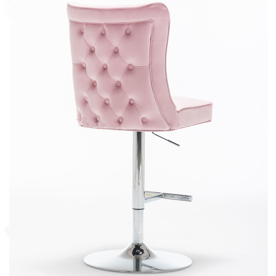 Belkon Velvet Upholstered Gas-Lift Bar Chair In Pink_2