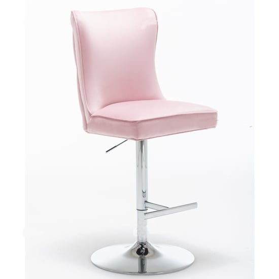 Belkon Velvet Upholstered Gas-Lift Bar Chair In Pink