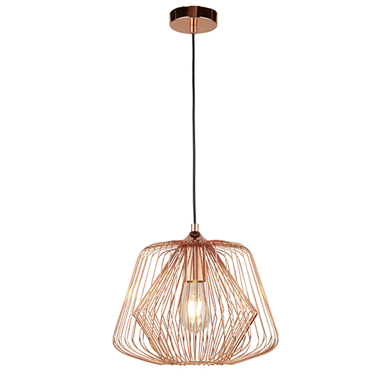 Product photograph of Bell Cage 1 Light Cage Pendant Ceiling Light In Shiny Copper from Furniture in Fashion