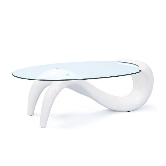 Off Bella Glass Coffee Table In Curved, High Gloss White Curved Coffee Table