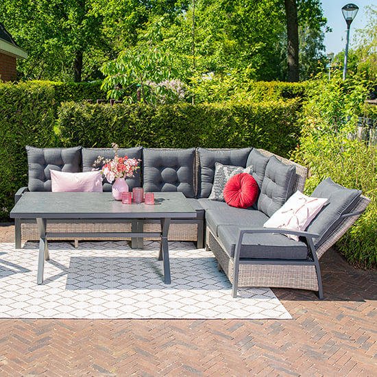 Photo of Bella lounge dining set in vintage willow with charcoal frame