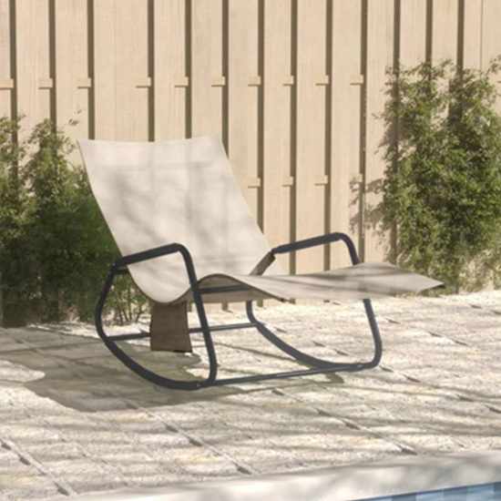 Product photograph of Bella Steel Sun Lounger In Black With Cream Textilene Seat from Furniture in Fashion