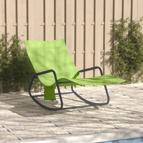 Product photograph of Bella Steel Sun Lounger In Black With Green Textilene Seat from Furniture in Fashion