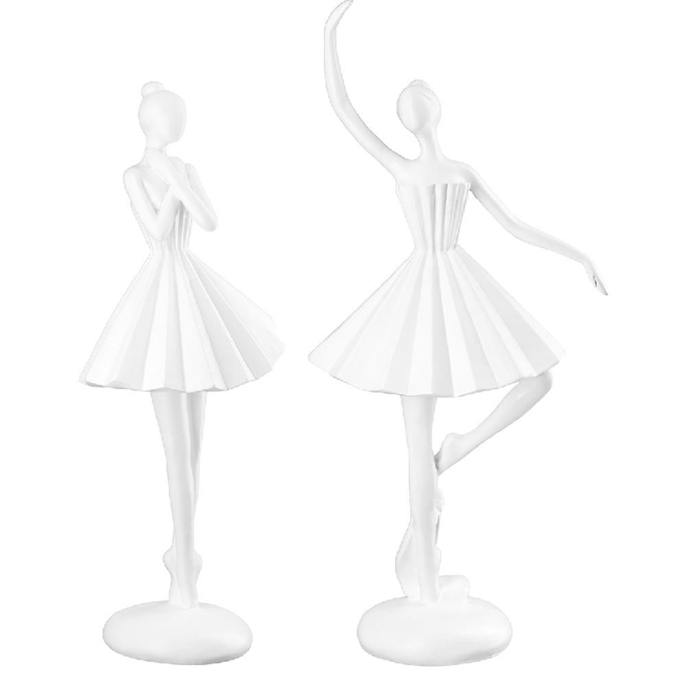 Bellano Synthetic Resin Standing Ballerina Sculpture In Matt White