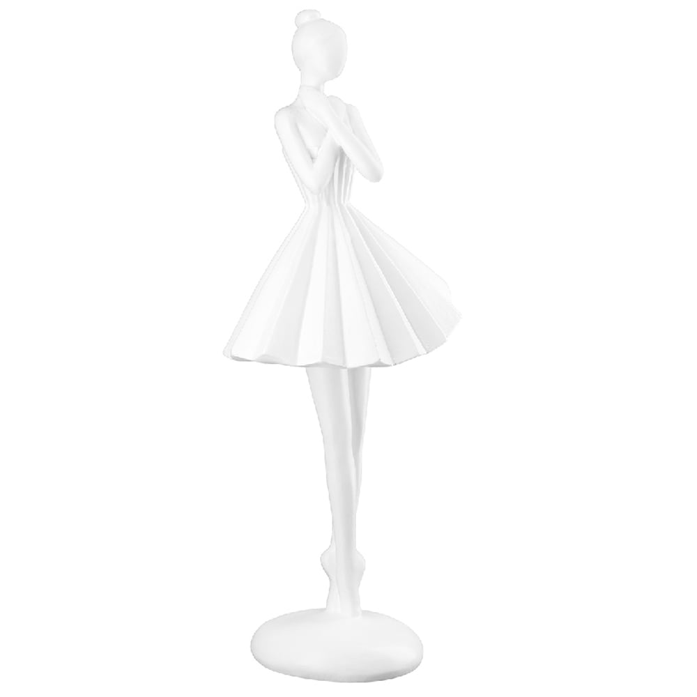 Bellano Synthetic Resin Standing Ballerina Sculpture In Matt White