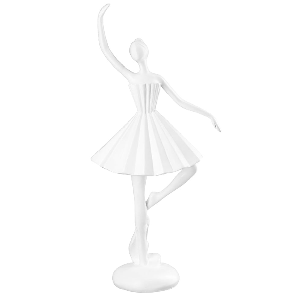 Bellano Synthetic Resin Standing Ballerina Sculpture In Matt White
