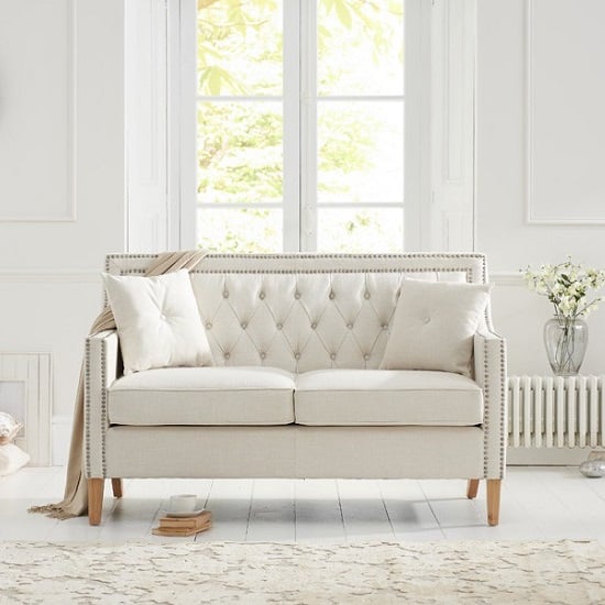 Ballark Fabric Upholstered 2 Seater Sofa In Ivory_1