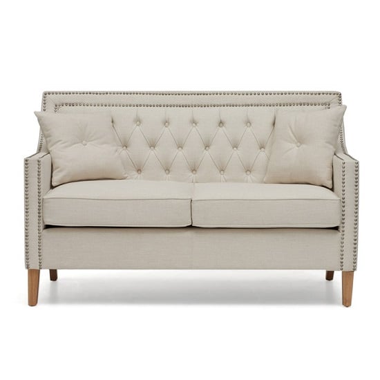 Ballark Fabric 2 Seater Sofa In Ivory With Natural Ash Legs_2