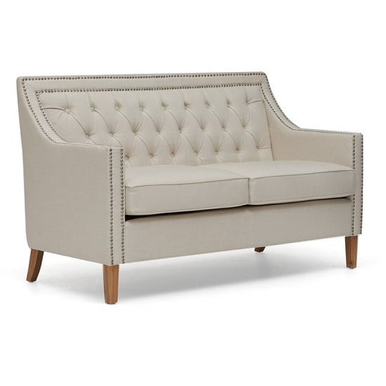 Ballark Fabric Upholstered 2 Seater Sofa In Ivory_4