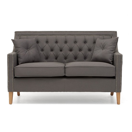 Ballark Fabric Upholstered 2 Seater Sofa In Grey_3