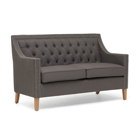 Ballark Fabric Upholstered 2 Seater Sofa In Grey_5