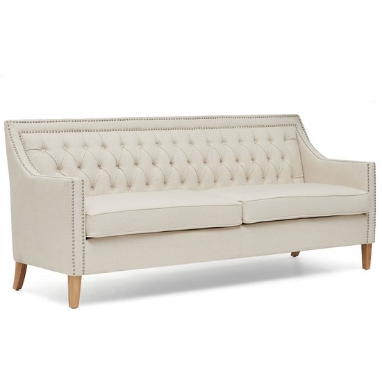 Ballark Fabric Upholstered 3 Seater Sofa In Ivory_5
