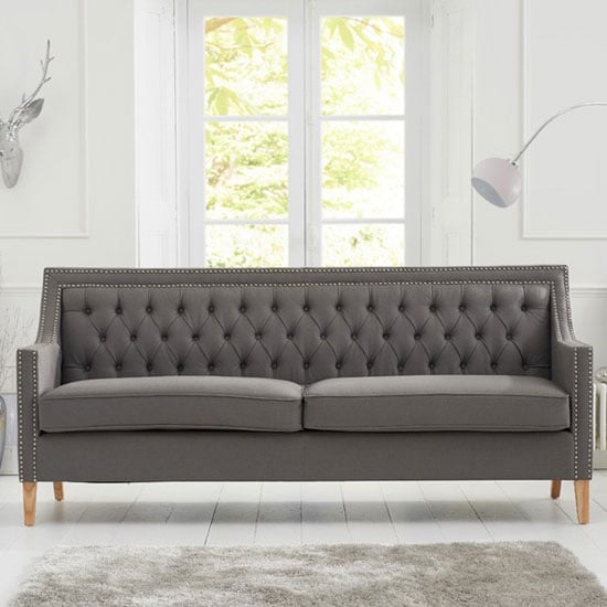 Ballark Fabric Upholstered 3 Seater Sofa In Grey_2