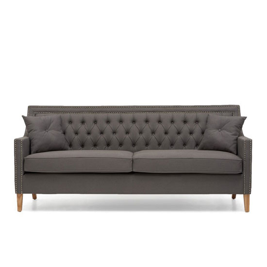 Ballark Fabric Upholstered 3 Seater Sofa In Grey_6