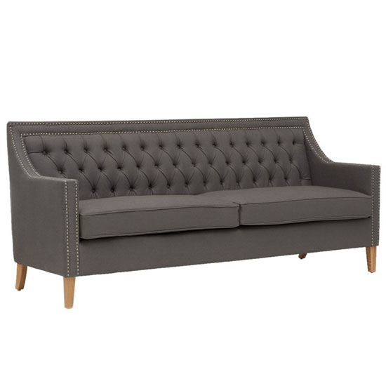 Ballark Fabric Upholstered 3 Seater Sofa In Grey_8
