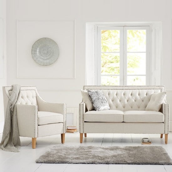 Ballark Fabric 2 Seater Sofa In Ivory With Natural Ash Legs_7