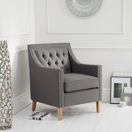 Ballark Fabric Upholstered Armchair In Grey