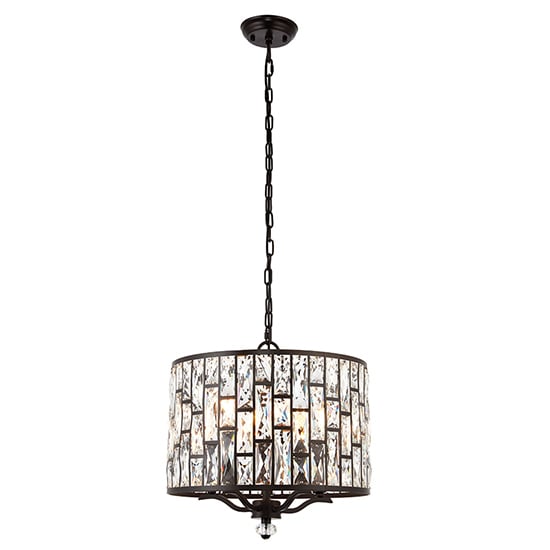 Read more about Belle 5 lights faceted glass pendant light in dark bronze
