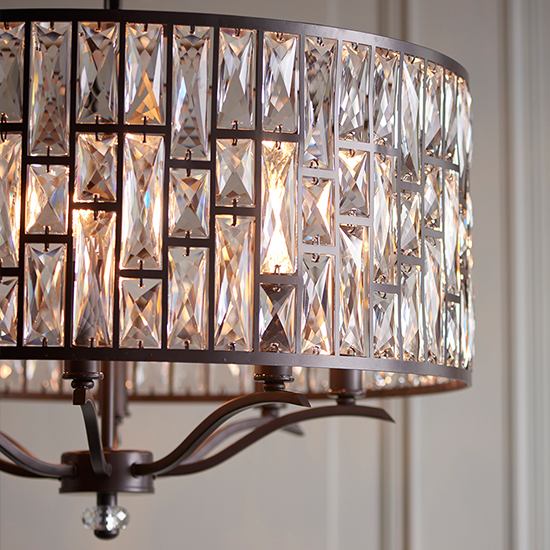 Belle 8 Lights Faceted Glass Pendant Light In Dark Bronze