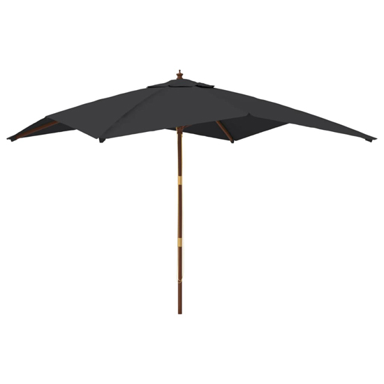 Belle Fabric Garden Parasol In Black With Wooden Pole