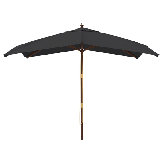 Belle Fabric Garden Parasol In Black With Wooden Pole
