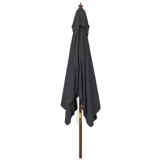 Belle Fabric Garden Parasol In Black With Wooden Pole