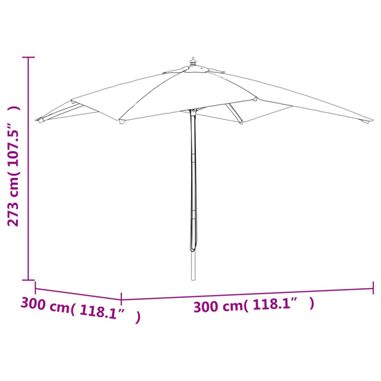 Belle Fabric Garden Parasol In Black With Wooden Pole