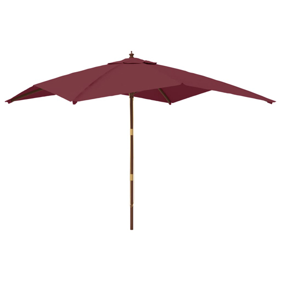 Belle Fabric Garden Parasol In Bordeaux Red With Wooden Pole