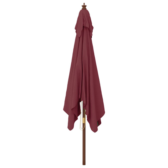 Belle Fabric Garden Parasol In Bordeaux Red With Wooden Pole