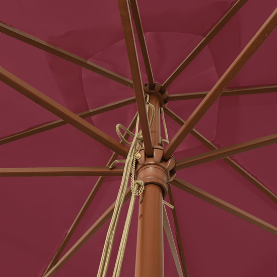 Belle Fabric Garden Parasol In Bordeaux Red With Wooden Pole