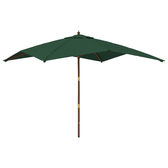 Belle Fabric Garden Parasol In Green With Wooden Pole