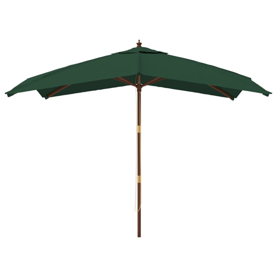 Belle Fabric Garden Parasol In Green With Wooden Pole