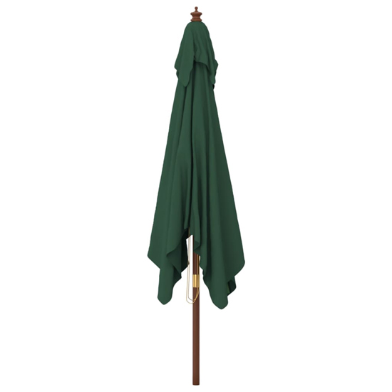 Belle Fabric Garden Parasol In Green With Wooden Pole