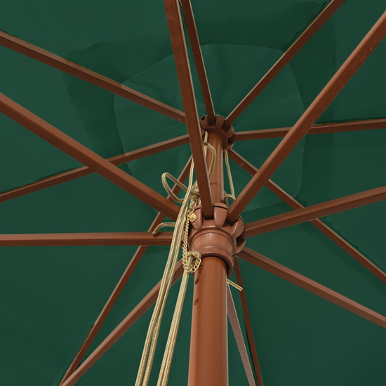Belle Fabric Garden Parasol In Green With Wooden Pole
