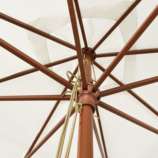 Belle Fabric Garden Parasol In Sand With Wooden Pole