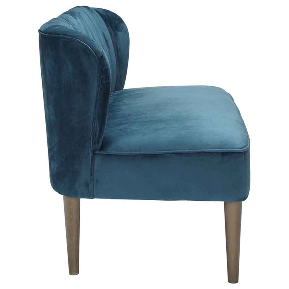 Belle Velvet 2 Seater Sofa With Wooden Legs - Midnight Blue