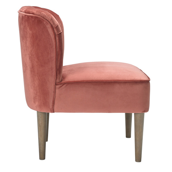 Belle Velvet Lounge Chair With Wooden Legs In Pink_3