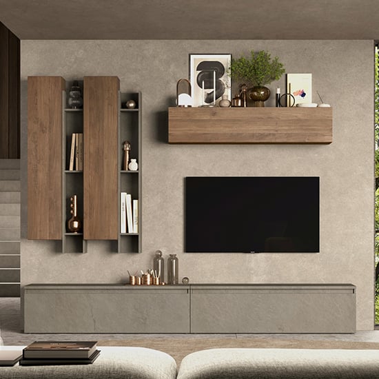 Read more about Belle wooden entertainment unit in clay and mercure