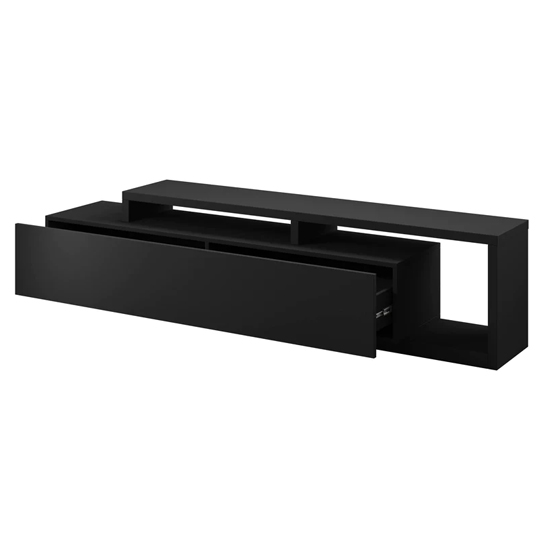 Belle Wooden TV Stand With 1 Drawer In Matt Black Furniture in Fashion