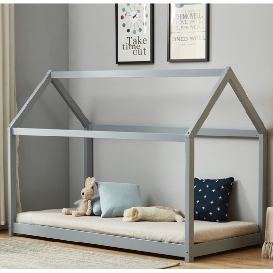 Photo of Bellerby wooden single house bed in grey