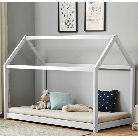 Photo of Bellerby wooden single house bed in white