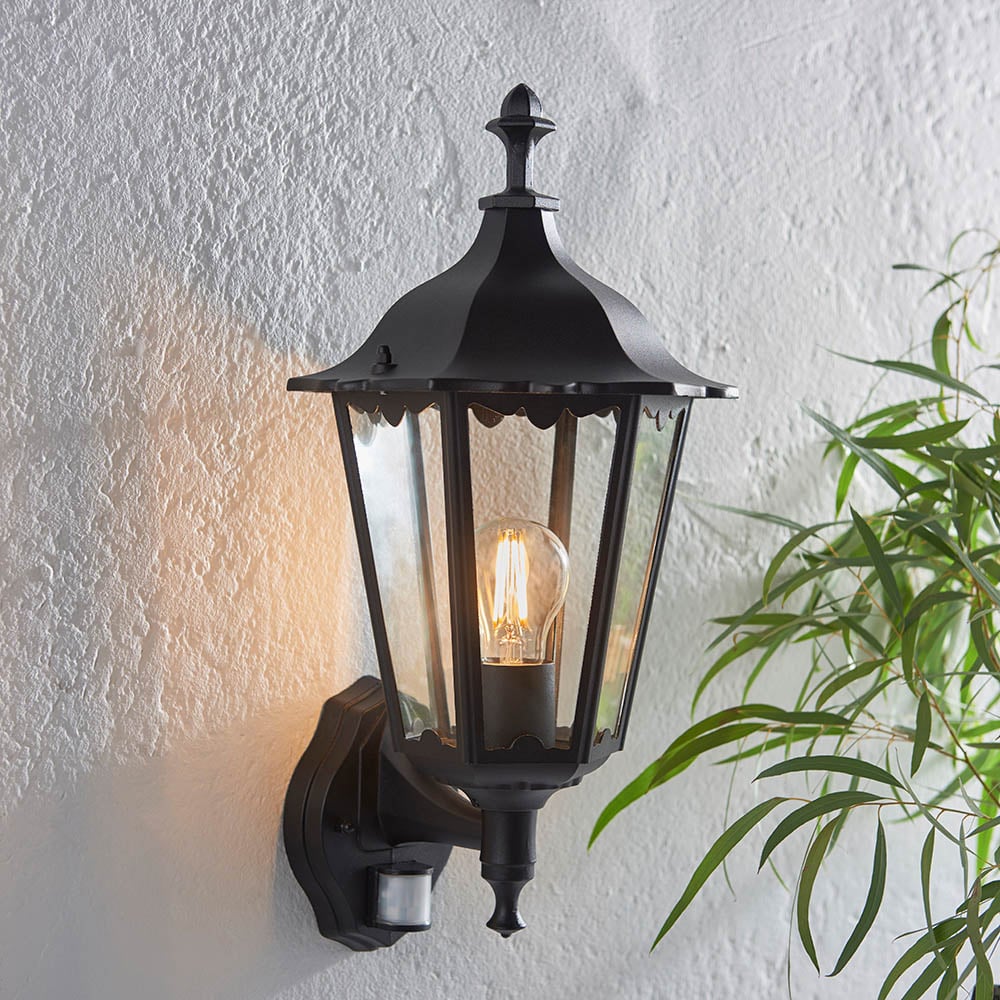 Read more about Belleville large clear glass shade outdoor wall light in black