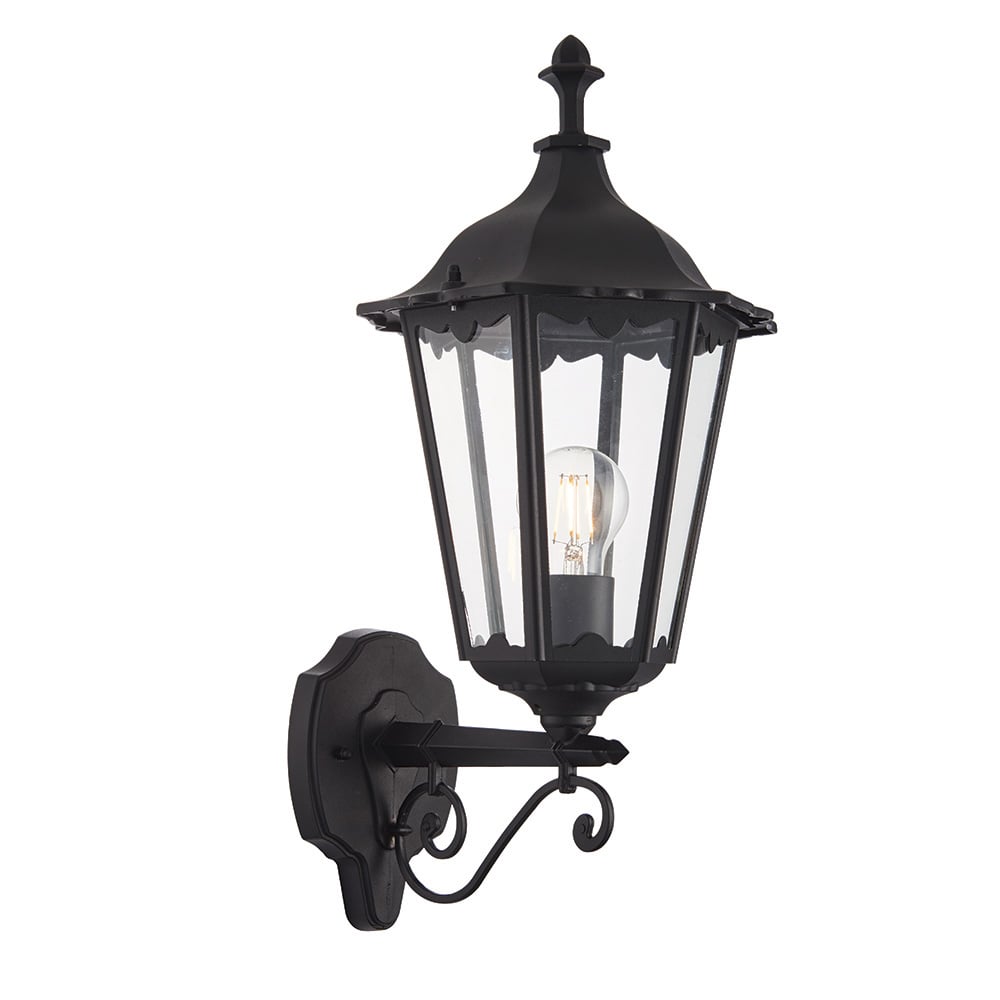 Belleville Small Clear Glass Shade Outdoor Wall Light In Black