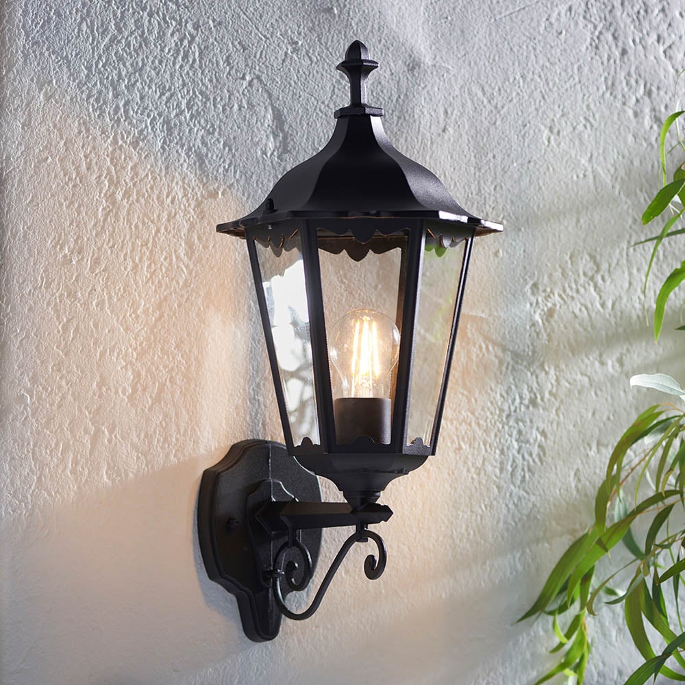 Read more about Belleville small clear glass shade outdoor wall light in black