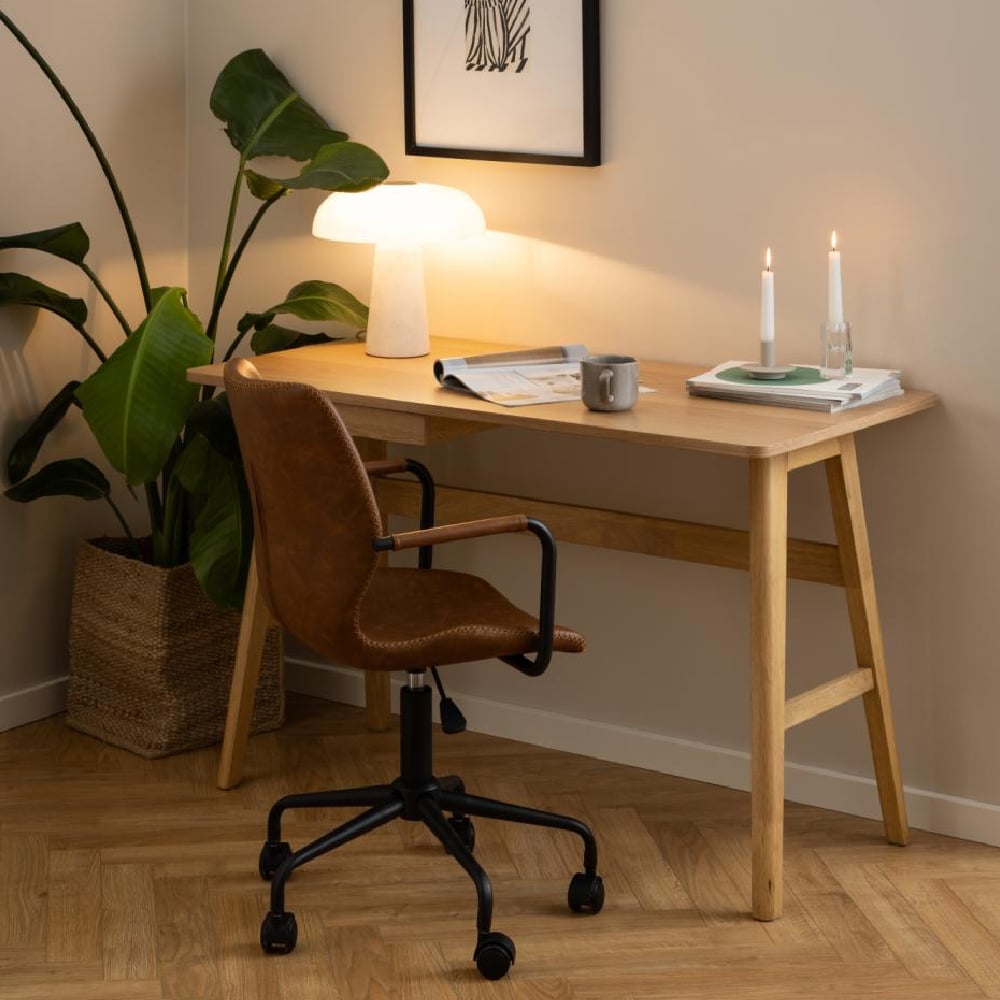 Product photograph of Belleville Wooden Laptop Desk With 1 Drawer In Matt Oak from Furniture in Fashion
