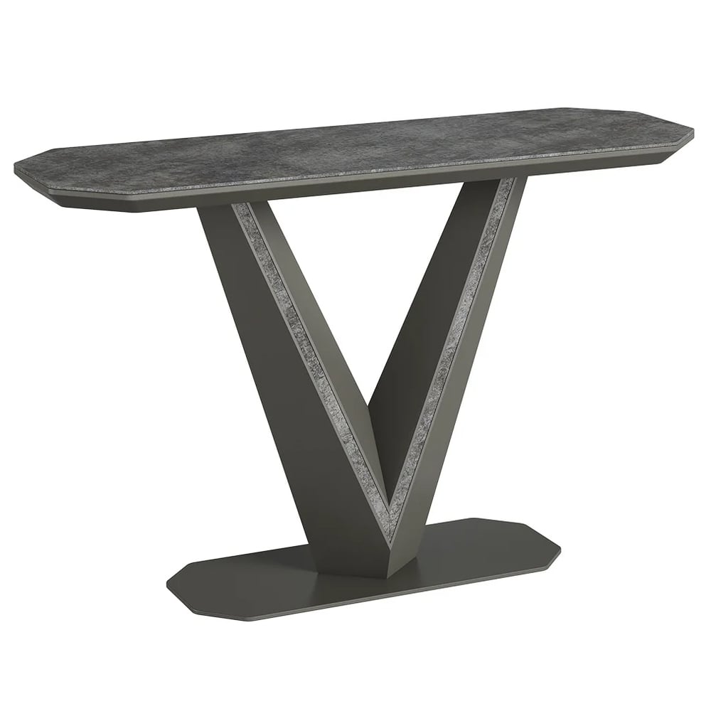 Bellevue Ceramic Rectangular Console Table In Slate Grey