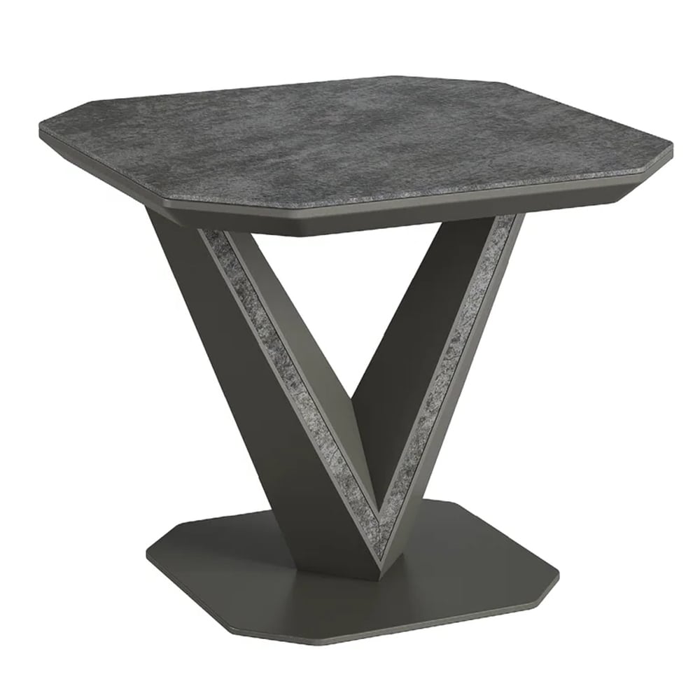 Bellevue Ceramic Square Side Table In Slate Grey
